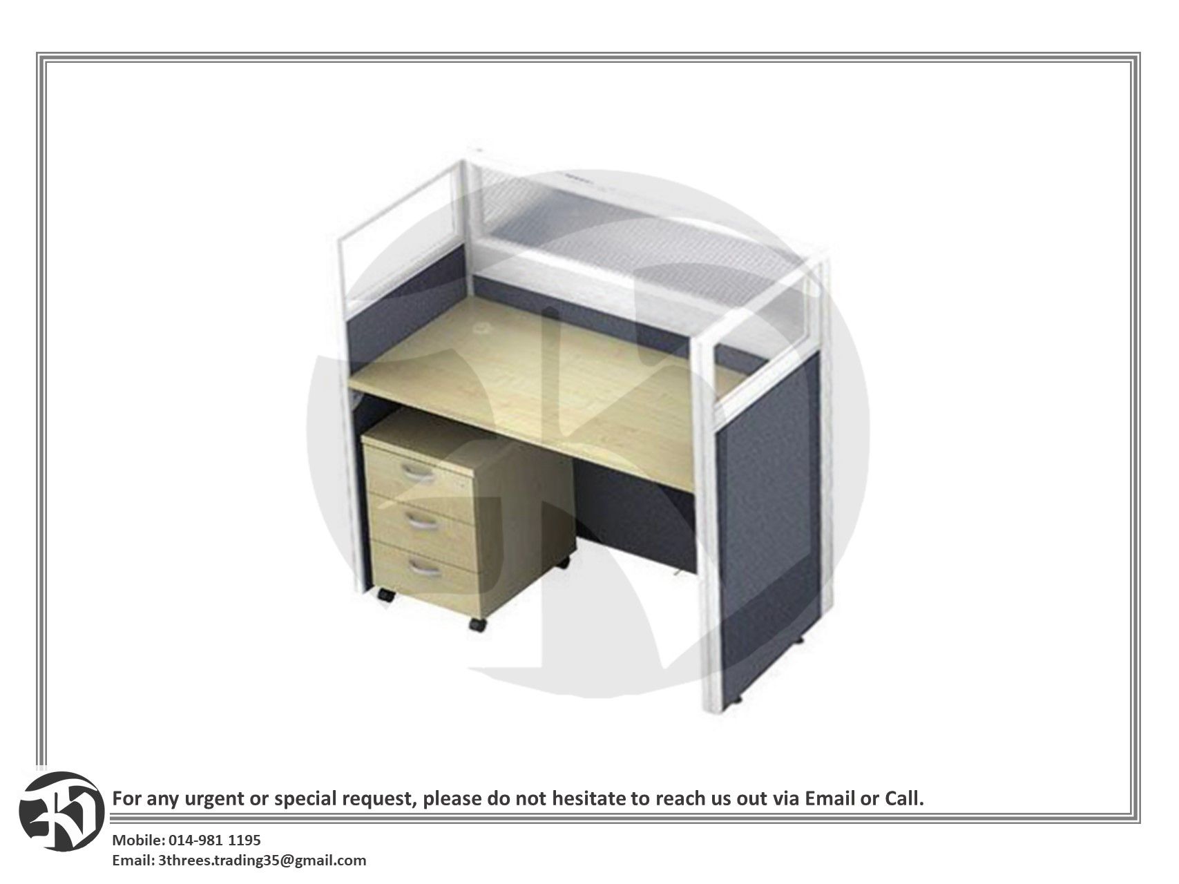 Single Seater Workstation with Mobile Pedestal