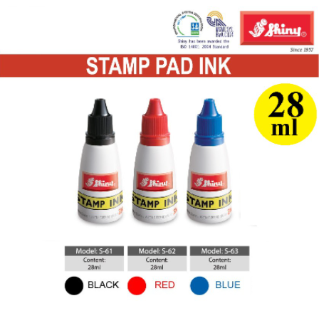 SHINY Stamp Pad Ink 28ml BLACK BLUE RED