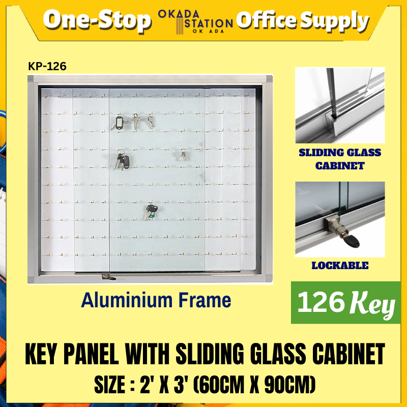 KEY PANEL WITH SLIDING GLASS CABINET KP-126 KEY PANEL WITH SLIDING GLASS CABINET (ALUMINIUM FRAME) - 2' X 3' / KEY PANEL / PANEL / KEY CABINET / KEY PANEL WITH ALUMINIUM FRAME / SLIDING GLASS CABINET KEY PANEL / 126 KEY