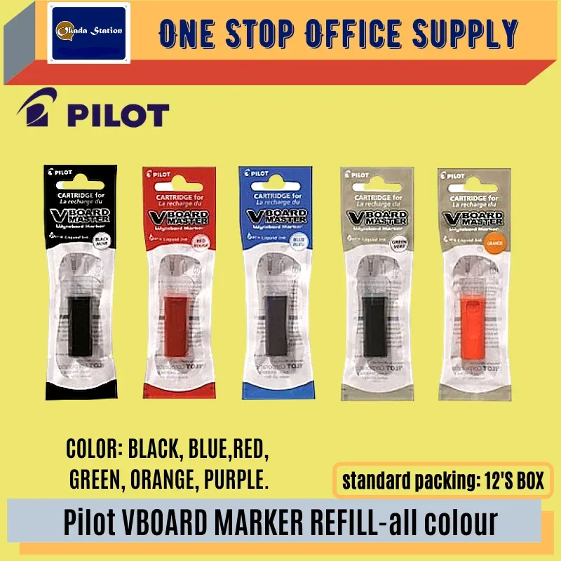 PILOT WBV WHITEBOARD REFILL CARTRIDGE -ALL COLOUR / Pilot / VBOARD / Marker Ink / Whiteboard Refill Cartridge / Pilot Marker Refill Ink