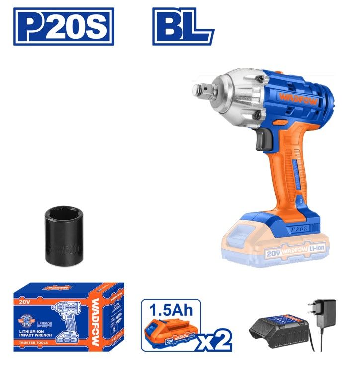 IMPACT WRENCH BRUSHLESS 300NM 20V-1.5AH 2 BTY WCD1512 WADFOW