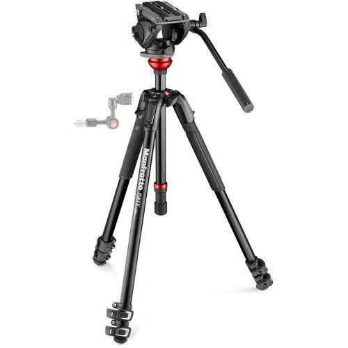 *#Manfrotto 500 Fluid Video Head With 190X Video Aluminum Tripod MVK500190XV