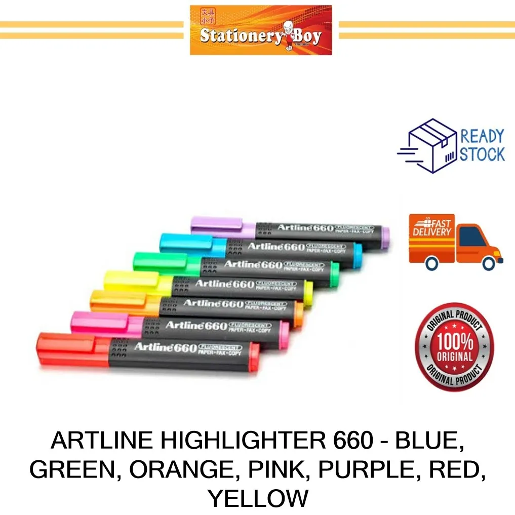 ARTLINE Highlighter 660 - Blue,Green,Orange,Pink,Purple,Red,Yellow