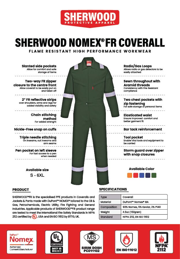 SHERWOOD NOMEX FR COVERALL