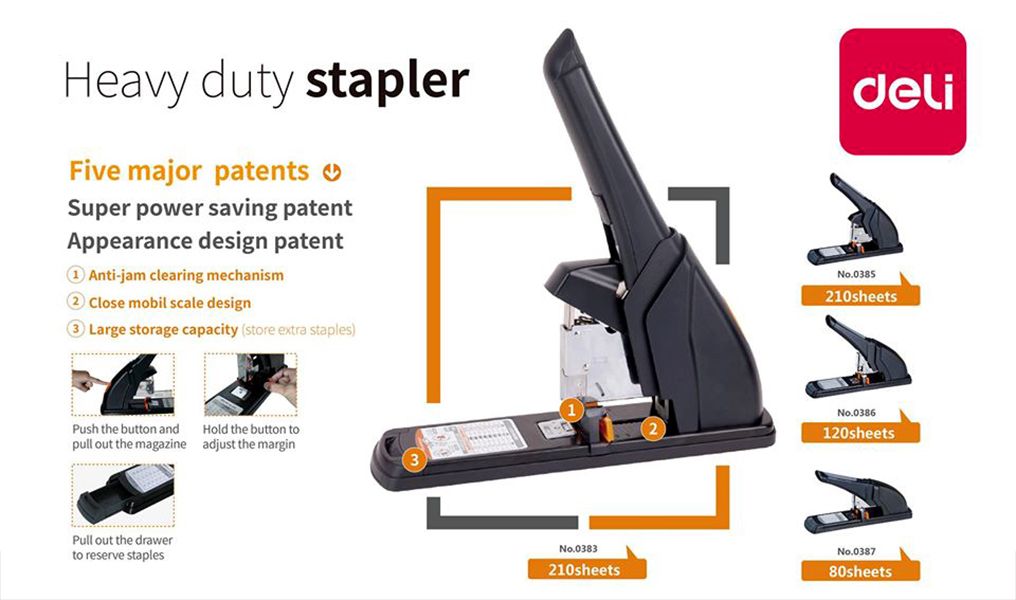 DELI 0386 EFFORTLESS HEAVY DUTY STAPLER 120P OCHA DELI 0386 EFFORTLESS HEAVY DUTY STAPLER 120P