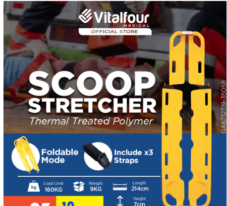 VITALFOUR PREMIUM SCOOP STRETCHER (MDA APPROVED)
