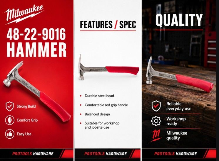 Milwaukee 17oz (0.48kg) Milled Face Framing Hammer 48-22-9016