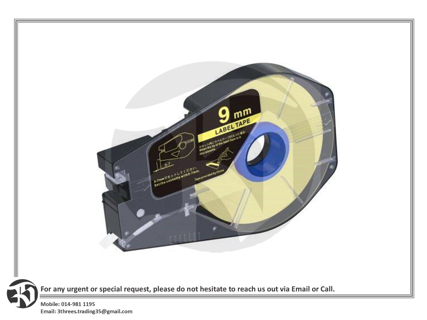 Canon Cable ID Printer Label Tape Cassette, 9mm x 30m / 9mm x 27m