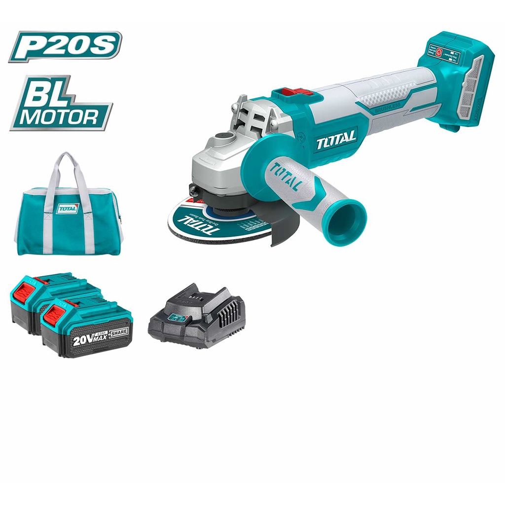 TOTAL TAGLI10022 LI-ION BRUSHLESS ANGLE GRINDER (BRUSHLESS MOTOR WITH 2 SPEED SETTINGS (LOW & HIGH))