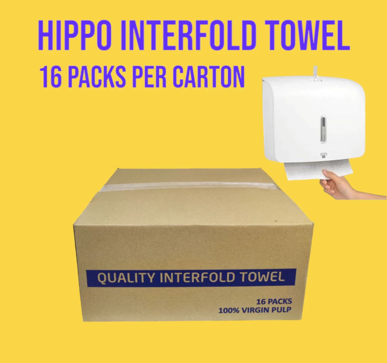 Hippo Interfold Hand Towel V Fold L Fold Towel 16 Packs 1Ply Fully Wrapped