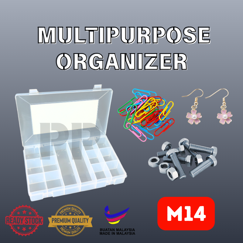 M14 Grid Multipurpose Transparent Plastic Storage Box Fishing Box Jewelry Box Organizer Storage Box
