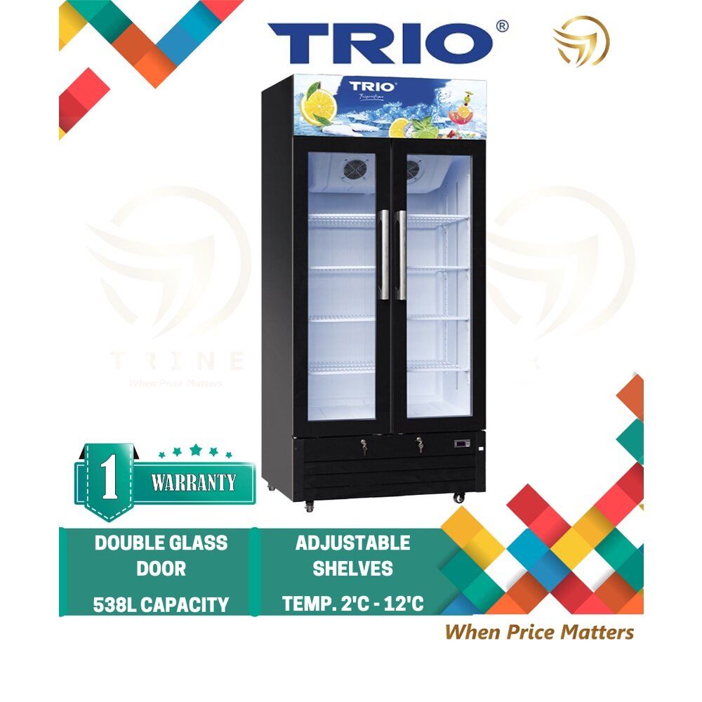 Trio Frost Free Double Glass Door Display Chiller (538L) TDC-538D