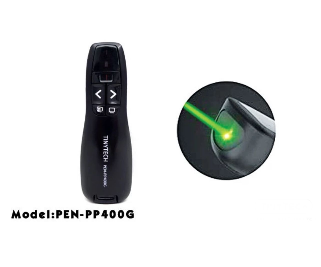 TINYTECH R400 2.4GHZ WIRELESS GREEN LIGHT LASER POINTER PRESENTER (PEN-PP400G) Suitable For TV & Projector Screen