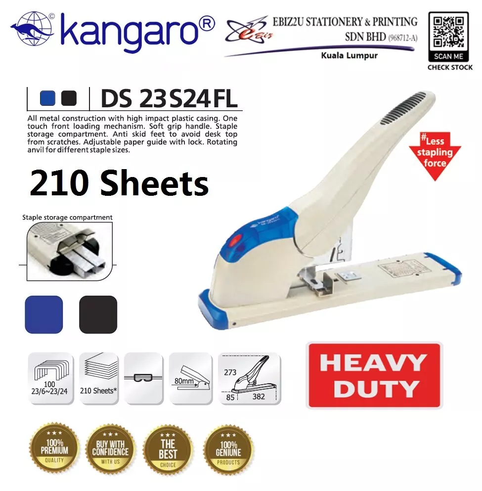 KANGARO DS-23S15FL Heavy Duty Stapler - 120 Sheets alat pengokot, kawat, stapler paper, Heavy Duty Stapler, Heavy Duty Staplers