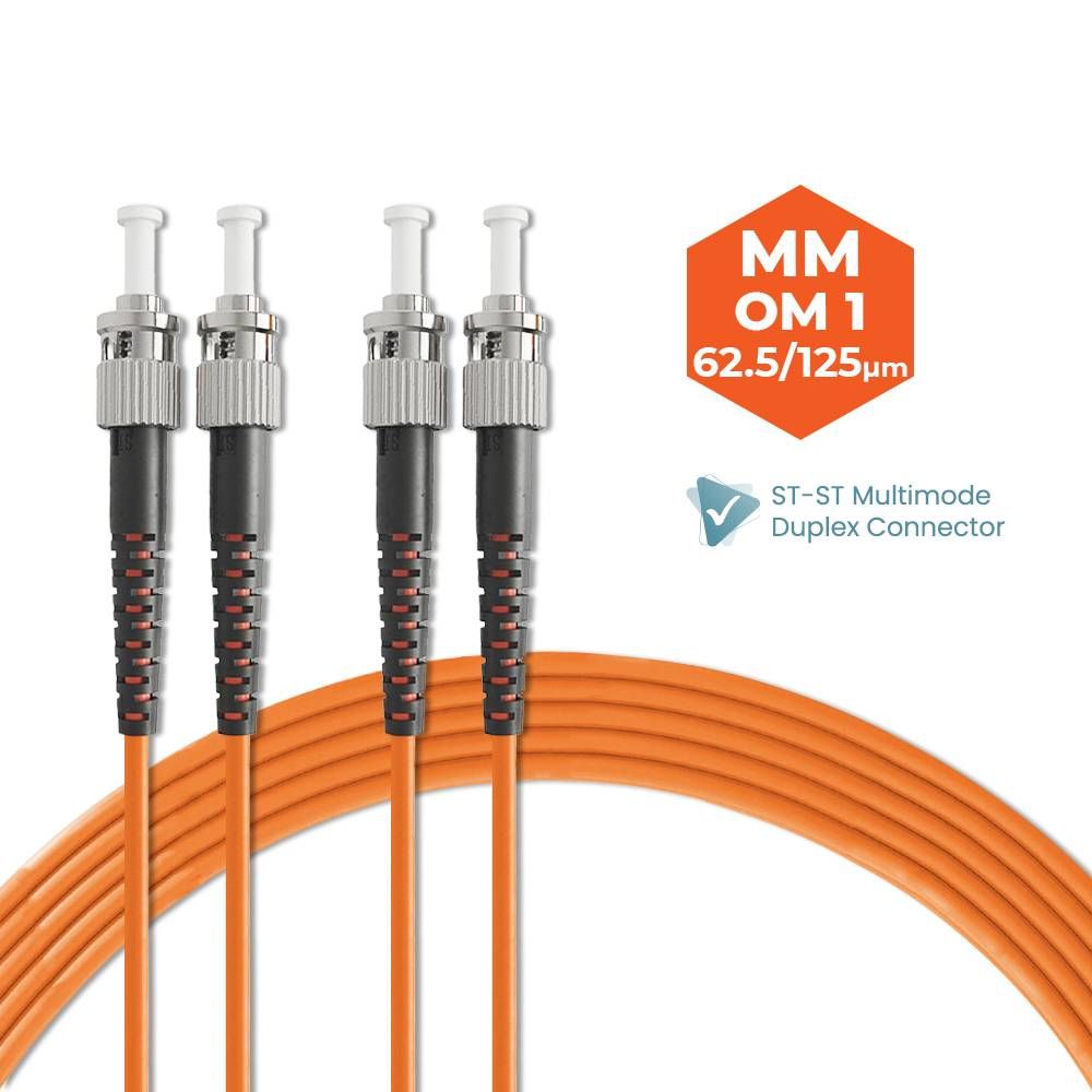 ST-ST 62.5/125 OM1 MULTIMODE DUPLEX FIBER OPTIC PATCH CABLE 3M 5M 10M 15M 20M 30M