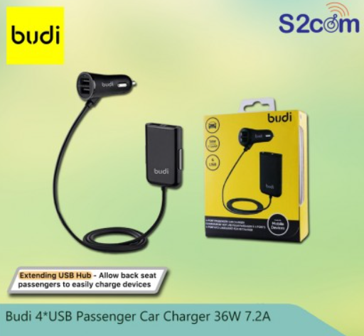 Budi 4*USB Passenger Car Charger 36W 7.2A