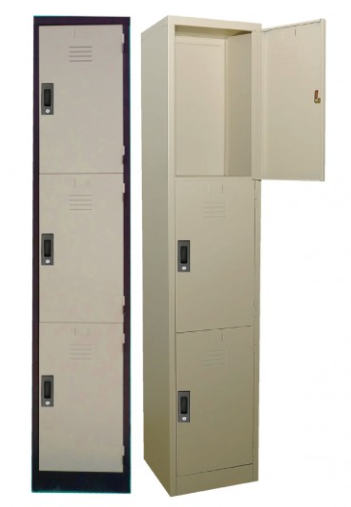 WOS S114/3, 3 COMPARTMENTS STEEL LOCKER WITH LOCK / 3 DOOR CPMPARTMENT/ METAL CABINET