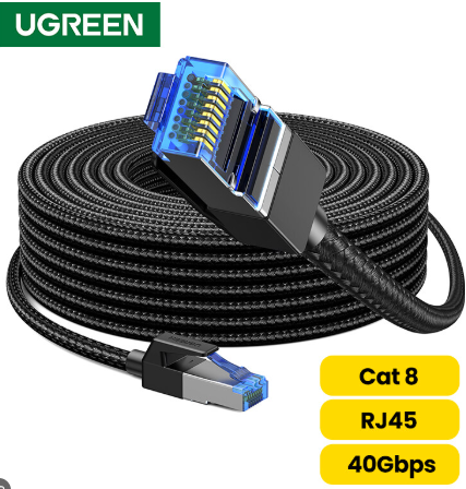 UGREEN Ethernet Cable CAT8 40Gbps 2000MHz CAT 8 Networking Nylon Braided Internet Lan Cord for Laptops PS 4 Router RJ45