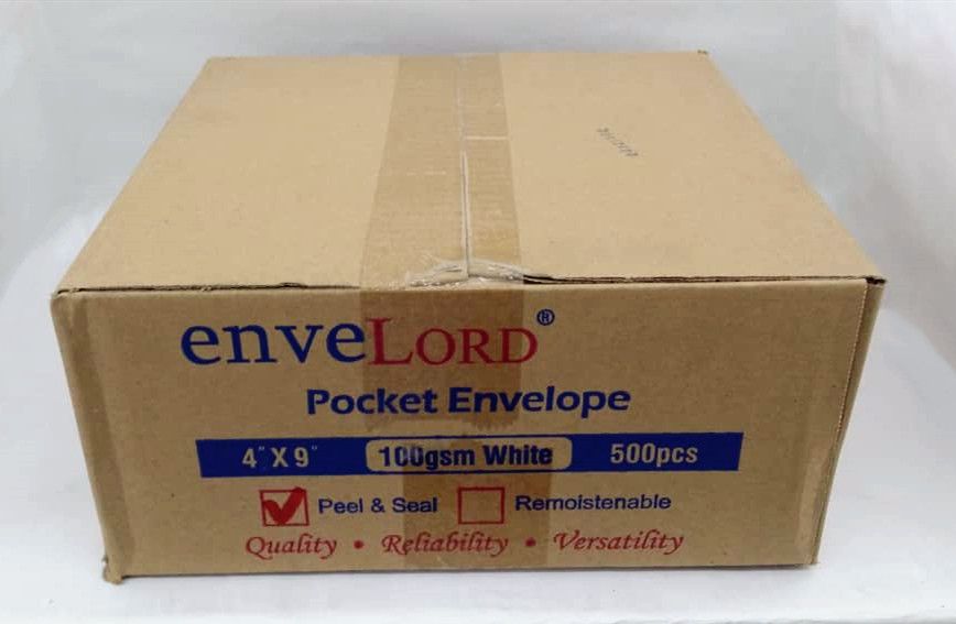 ENVELORD WINDOW POCKET ENVELOPE 100GSM WHITE 4"x9" 500PCS/BOX