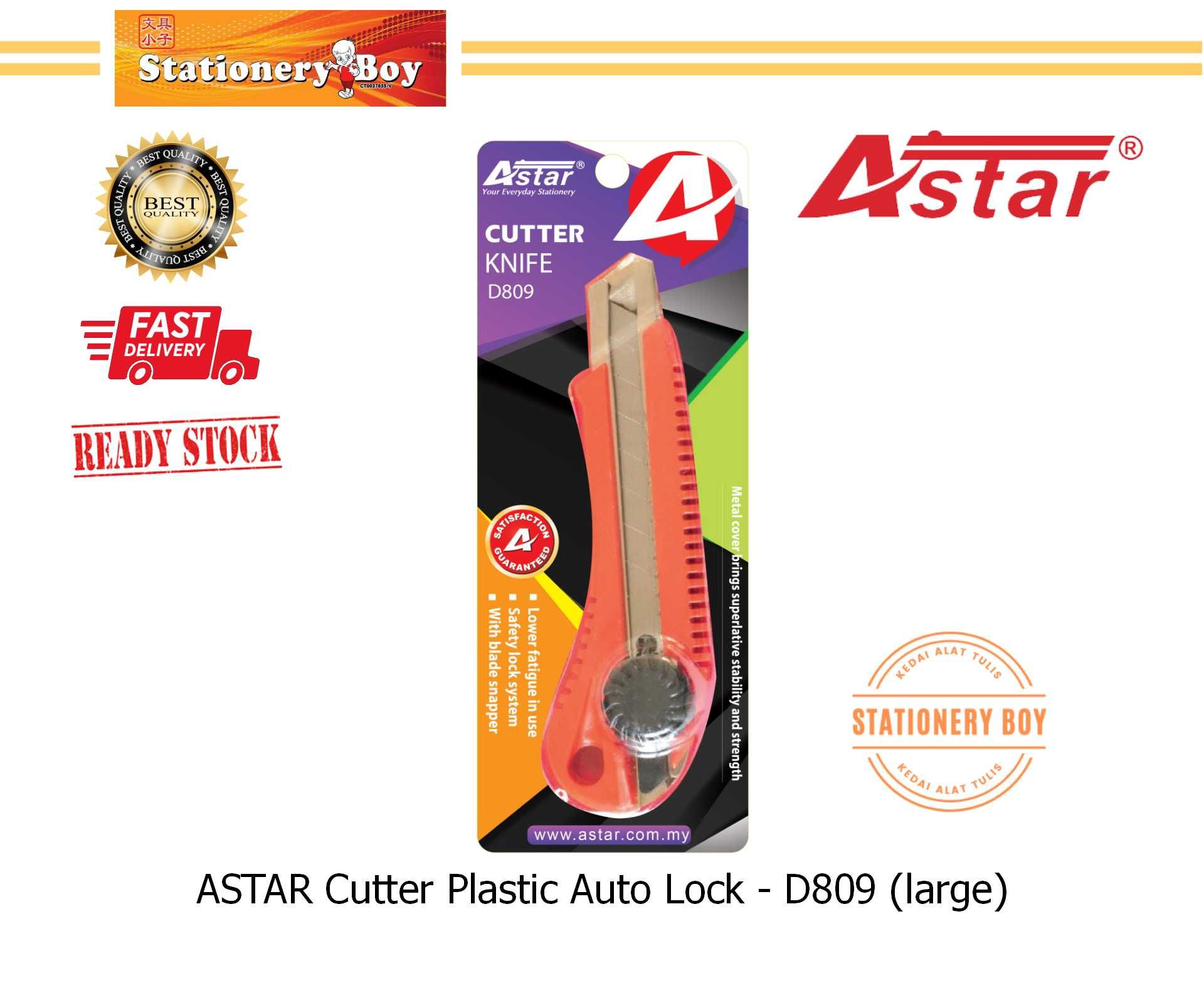 ASTAR Cutter Plastic Auto Lock Large / Pisau Pemotong - D809