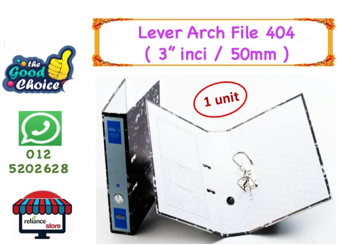 Lever Arch File - 50mm (3" inci) / Arch File 404 (50mm) / Fail Kulit Keras Hitam / Document File / Arch Fail 404 # ABBA Arch File # RP0646 ( KTT : 1 Kotak @ 24 Unit )