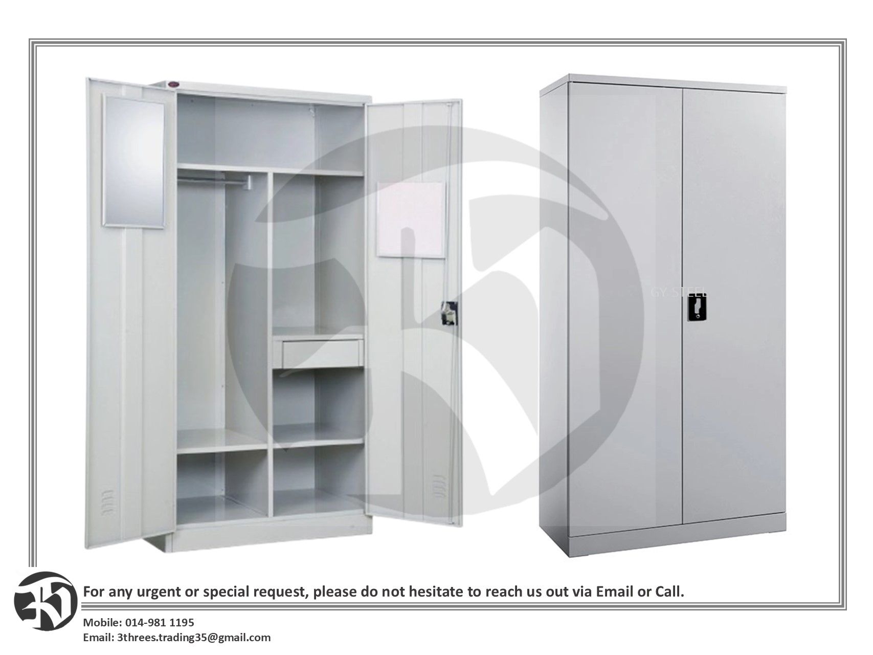 Steel Wardrobe 1815H x 915W x 525D (mm)
