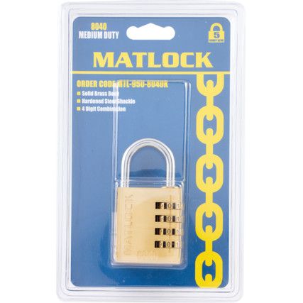 Matlock 4 Digit Combination Brass Padlocks