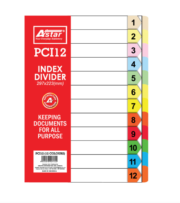 OKADA PAPER COLOUR INDEX DEVIDER -12 COLOUR / DEVIDER
