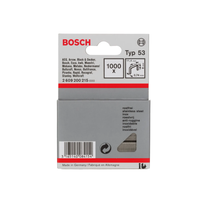 BOSCH FINE WIRE STAPLE TYPE 53 (8MM) (1609200365)