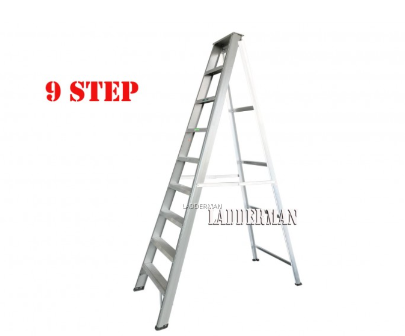 STRONGMAN SH9 90" HEAVY DUTY ALUMINIUM SINGLE SIDED 9 STEPS LADDER