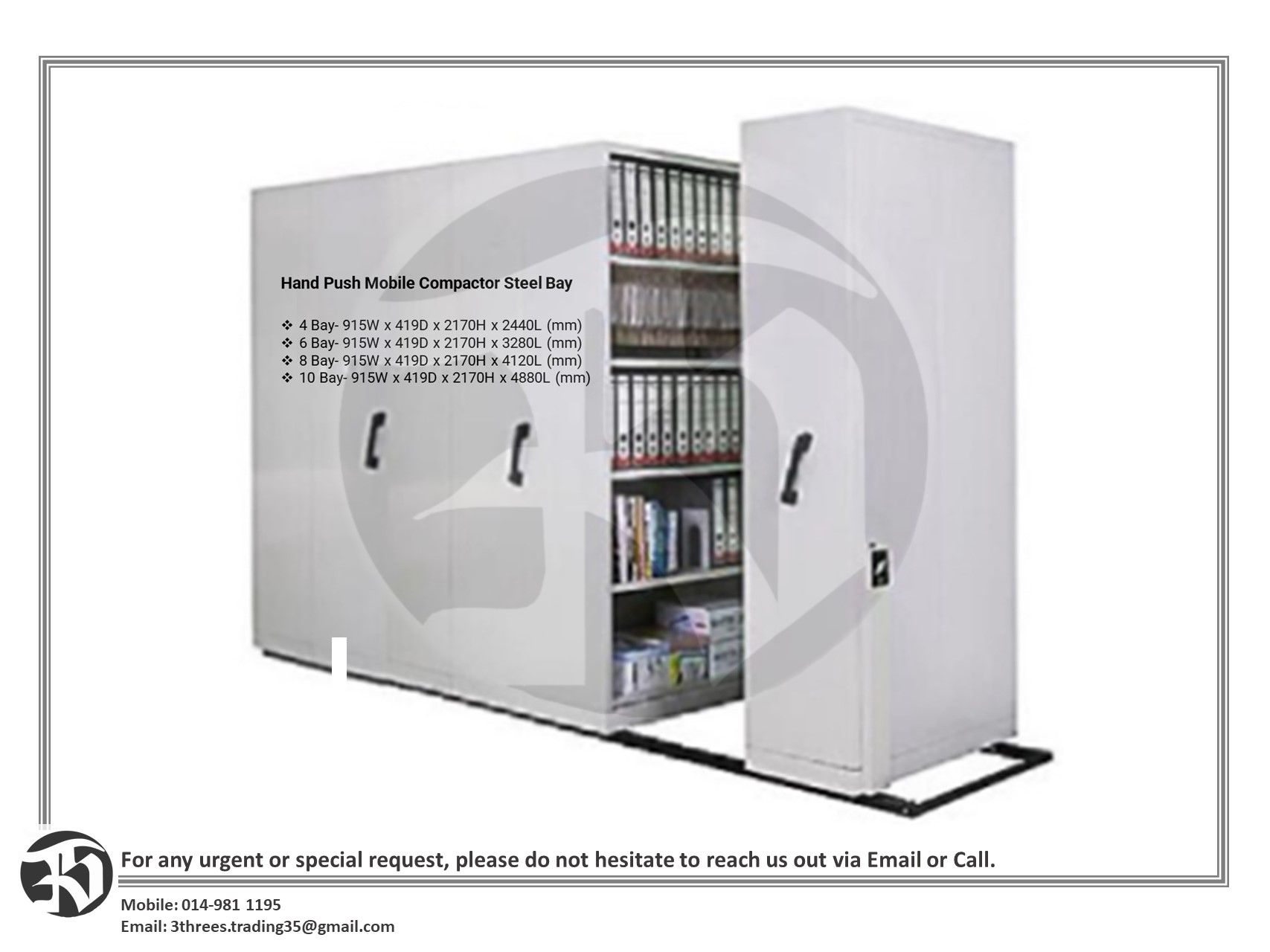 Mobile Steel Compactor-Manual (Hand push) 4/6/8/20Bays