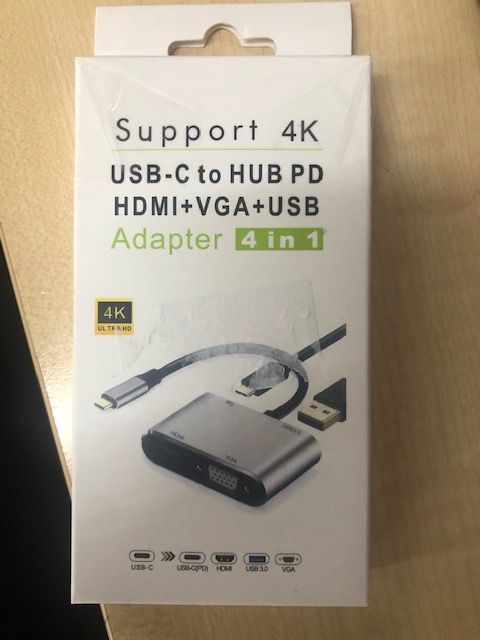 QS USB C to HUB PD HDMI+VGA+USB Adapter 4 in 1