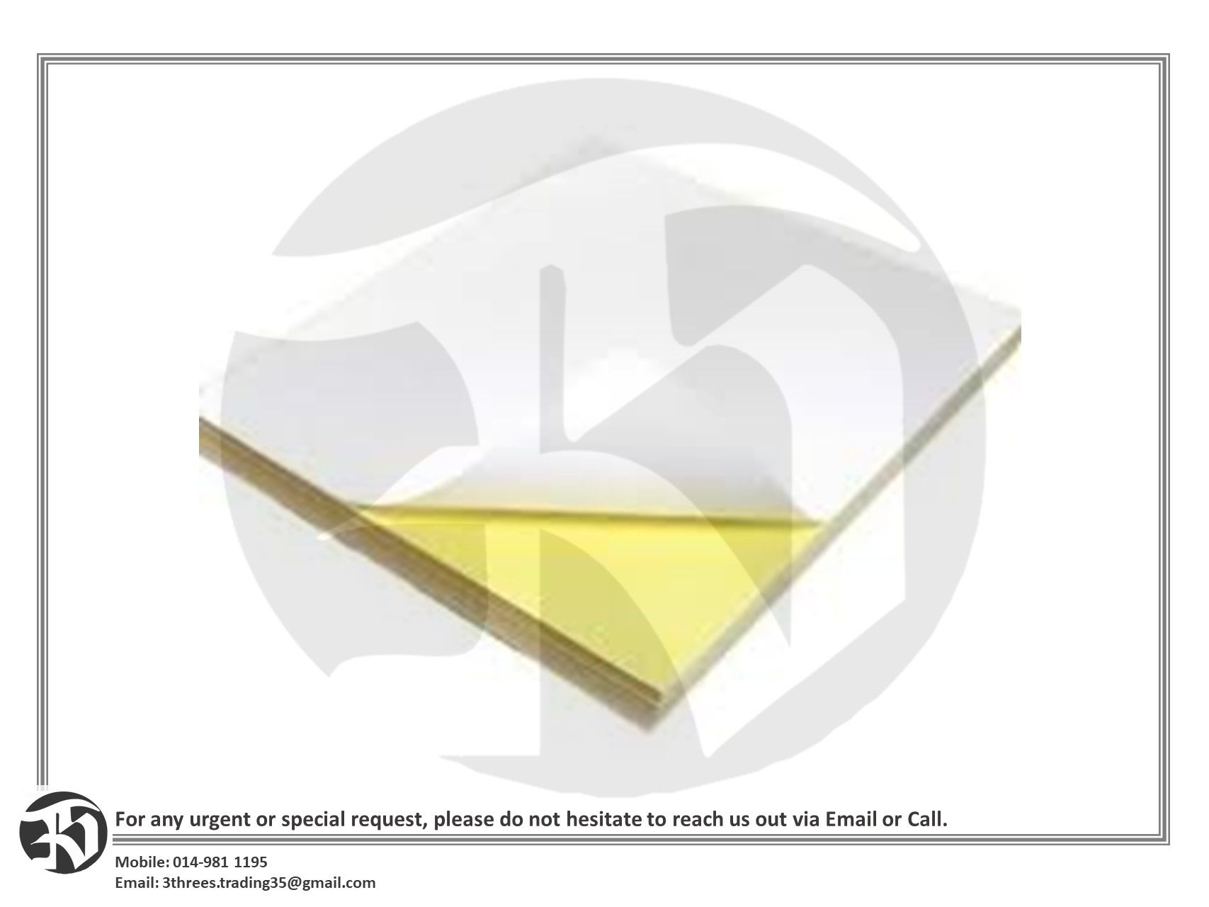 A4 Mirrorkote/Glossy White Sticker 100 sheets/pkt