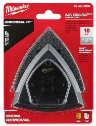 Milwaukee Open-Lok™ 89mm Sanding Pad & Paper Variety Set (1+9pcs) 49-25-2009