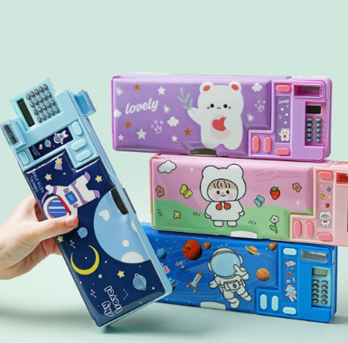 Cute Cartoon Stationery Box Pencil Box Multifunctional Large Capacity Storage Pencil Case Office School Supplies 1pcs YH003 Blue Dinasour Y-PCST-0003-KK