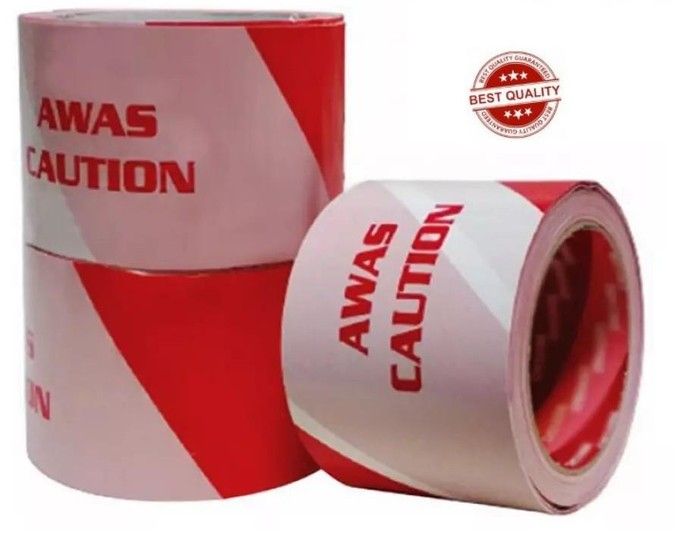 Awas Tape ( Merah / Putih ) / Caution Tape ( Red / White ) / Safety Tape / Warning Tape / Barricade Tape # Ukuran : 72mm x 50M # Merah & Putih # Red & White # Buatan Malaysia # RP0698 ( KTT : 1 Roll )