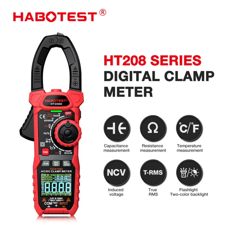 HABOTEST HT208A & HT208D DIGITAL CLAMP METER 1000V/1000A AC/DC