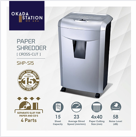 MKP SHP-S15 HEAVY DUTY PAPER SHREDDER / Paper Shredder / Cross Cut / MKP / SHREDDER