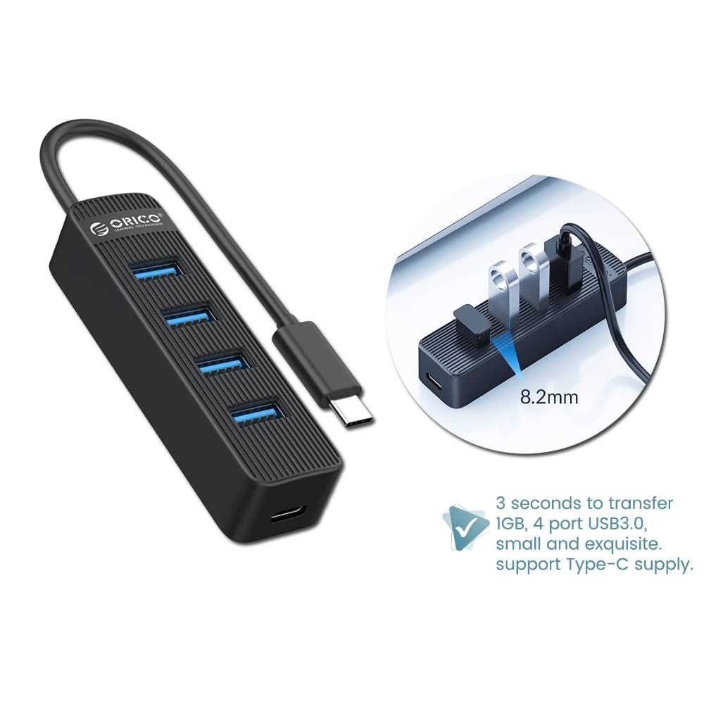 ORICO TYPE-C TO 4 PORT SUPER SPEED USB3.0 HUB (BLACK)