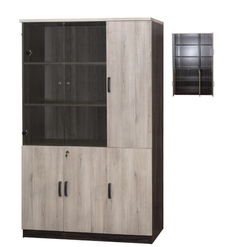OEM *Book Shelf With Glass Door + Single Wooden Door Cabinet