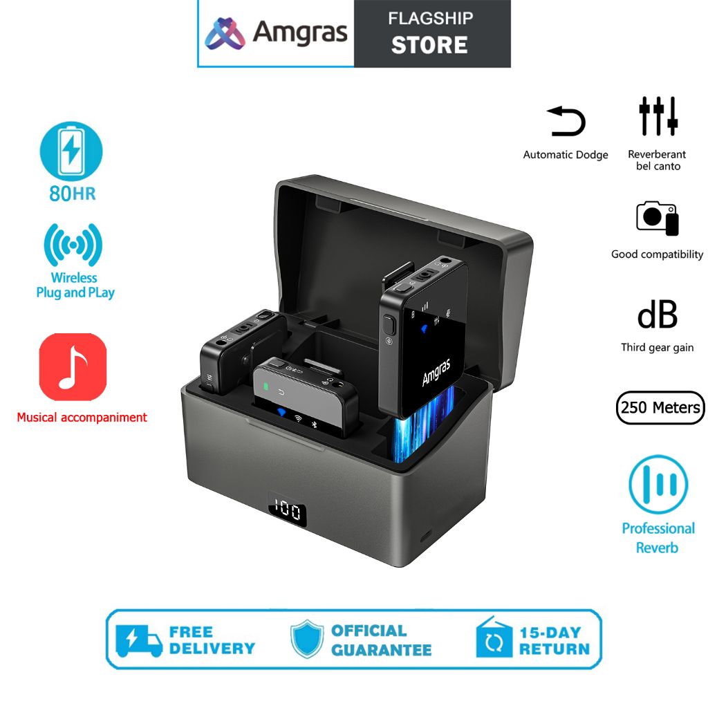 AMGRAS SOUNDMETA ? MUSICAL ACCOMPANIMENT NOISE CANCELLING MICROPHONE FOR LIVE VIDEO INTERVIEW SINGING WIRELESS MICROPHONE