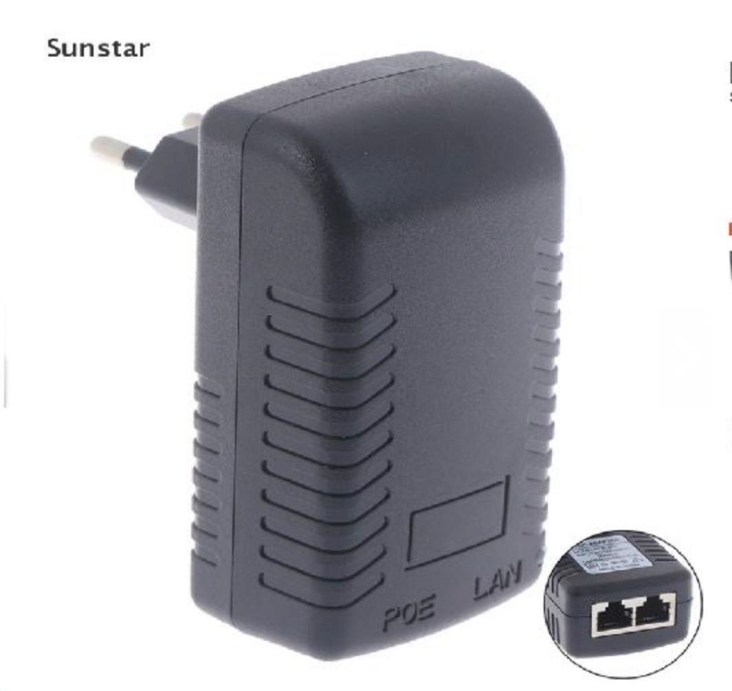 [Sunstar] 48V 0.5A wall eu power supply poe injector ethernet adapter ip phone/camera Hot Sell 2 PIN