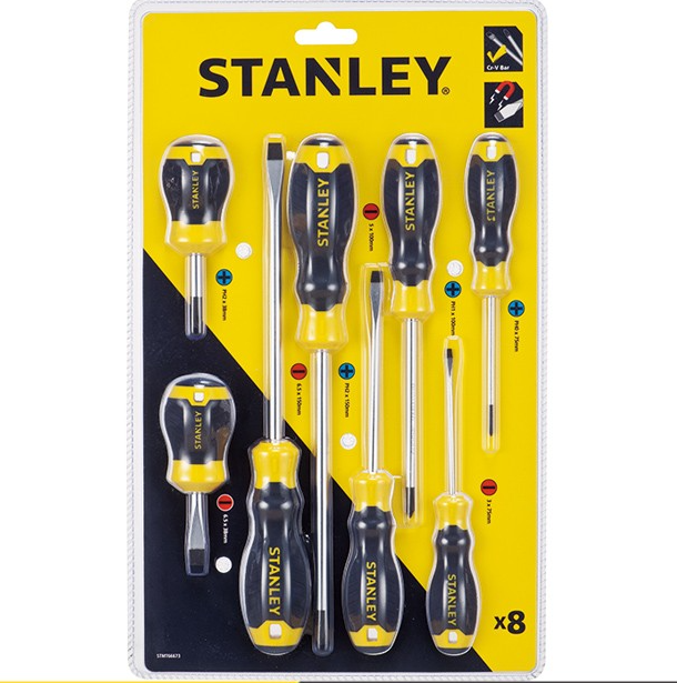 STANLEY CUSHION GRIP 2 SCREWDRIVER SET 8 PCS STMT66673 66-673