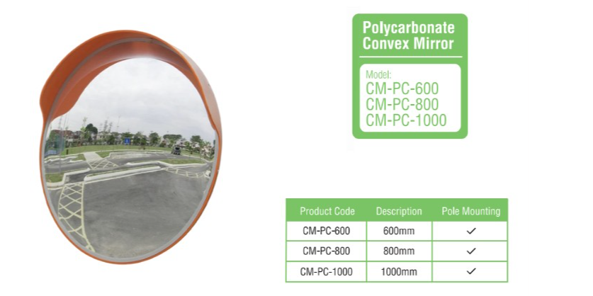 PROGUARD POLYCARBONATE CONVEX MIRROR (CM-PC-600 / CM-PC-800 / CM-PC-1000)