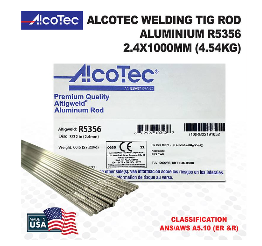 RIGHTWELL ALCOTEC R5356 ALUMINUM TIG WELDING ROD 2.4MM (4.54KG)
