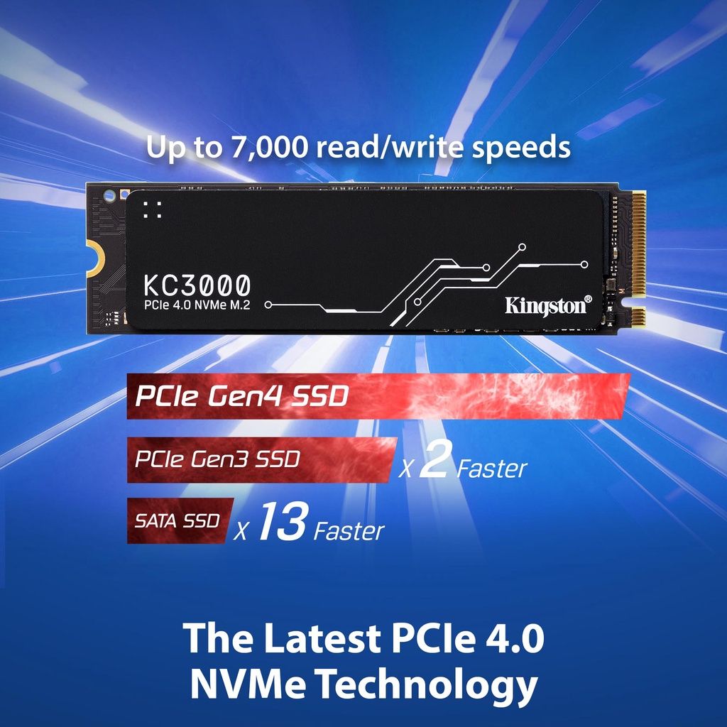 Kingston KC3000 PCIe 4.0 NVMe M.2 2280 Internal SSD Solid State Drive SKC3000S (512GB)