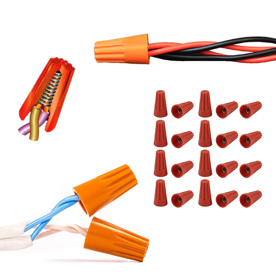 RANDOM TWIST-ON CABLE CONNECTOR WIRE NUT WITH SPRING INSERT (ORANGE) RANDOM
