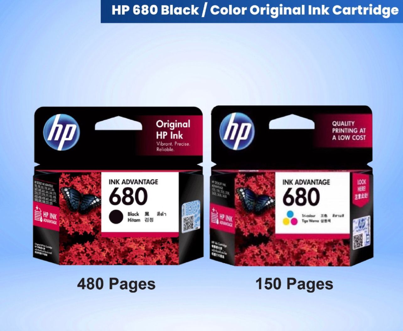 HP680 black & colour ink cartridge
