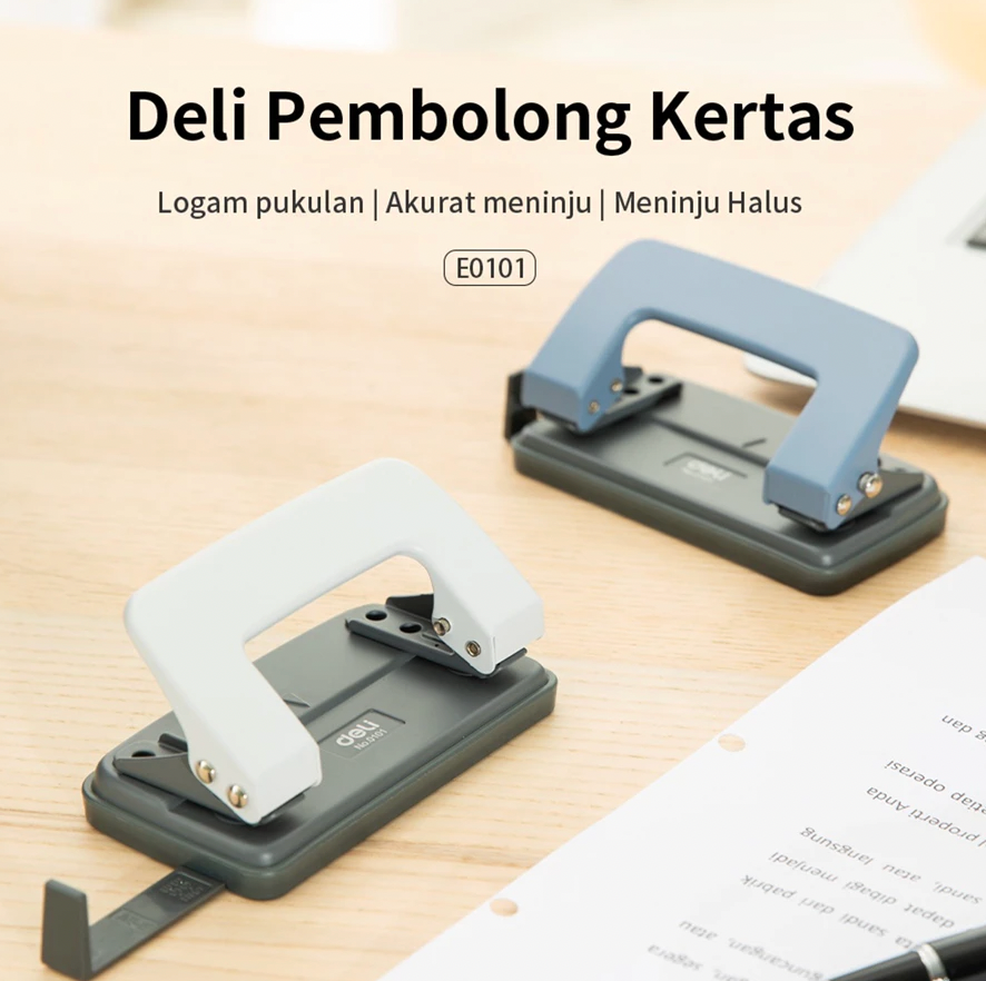 Deli Paper Puncher 2 Hole Punch with Lock Switch and Measurement Ruler (Max.10 Sheets)