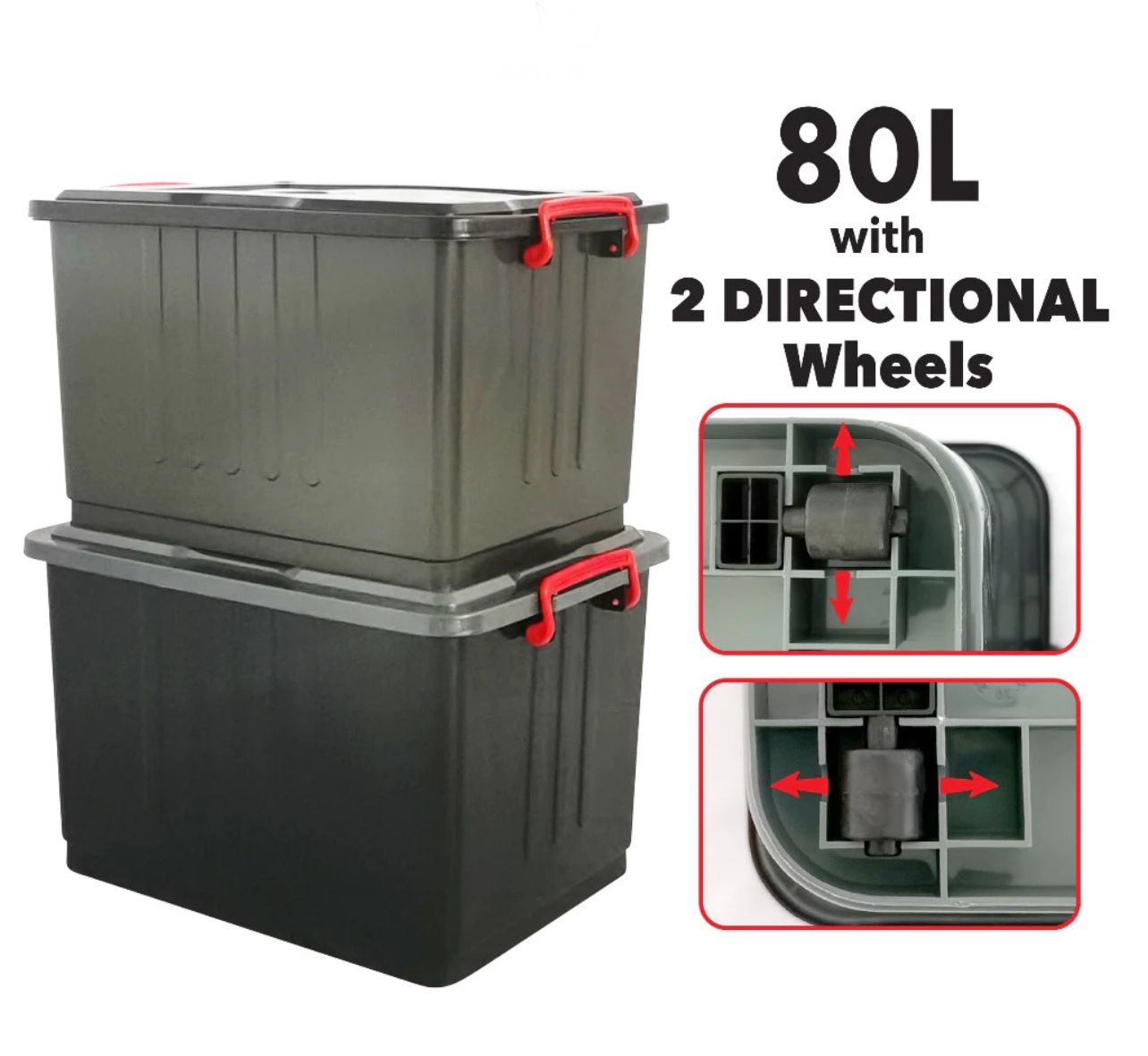 Box Storage Box 80 Litre /Kotak Simpanan dengan roda/Storage Box with wheels/ Bekas Simpanan /Storage container
